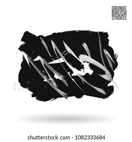 Grey  brush stroke and texture. Grunge vector abstract hand - painted element. Underline and border design.