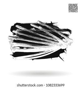 Grey  brush stroke and texture. Grunge vector abstract hand - painted element. Underline and border design.