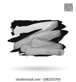 Grey  brush stroke and texture. Grunge vector abstract hand - painted element. Underline and border design.