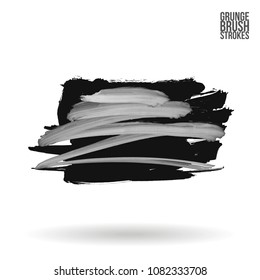 Grey  brush stroke and texture. Grunge vector abstract hand - painted element. Underline and border design.