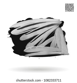 Grey  brush stroke and texture. Grunge vector abstract hand - painted element. Underline and border design.