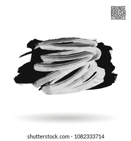 Grey  brush stroke and texture. Grunge vector abstract hand - painted element. Underline and border design.
