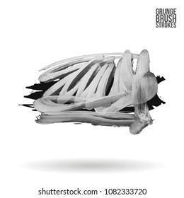 Grey  brush stroke and texture. Grunge vector abstract hand - painted element. Underline and border design.