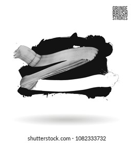 Grey  brush stroke and texture. Grunge vector abstract hand - painted element. Underline and border design.