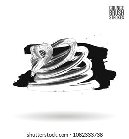 Grey  brush stroke and texture. Grunge vector abstract hand - painted element. Underline and border design.