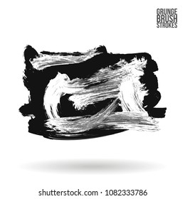 Grey  brush stroke and texture. Grunge vector abstract hand - painted element. Underline and border design.