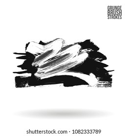 Grey  brush stroke and texture. Grunge vector abstract hand - painted element. Underline and border design.