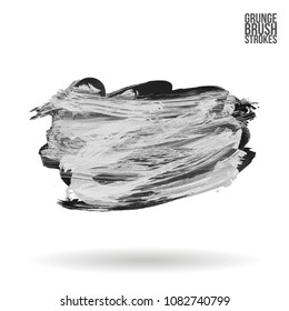 Grey  brush stroke and texture. Grunge vector abstract hand - painted element. Underline and border design.