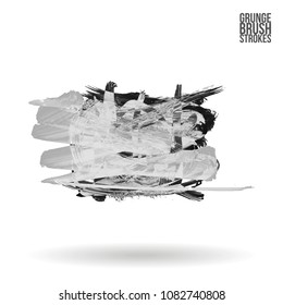 Grey  brush stroke and texture. Grunge vector abstract hand - painted element. Underline and border design.