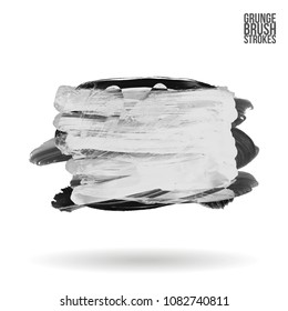Grey  brush stroke and texture. Grunge vector abstract hand - painted element. Underline and border design.