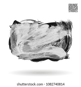 Grey  brush stroke and texture. Grunge vector abstract hand - painted element. Underline and border design.