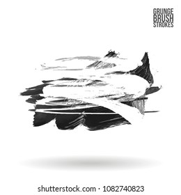 Grey  brush stroke and texture. Grunge vector abstract hand - painted element. Underline and border design.