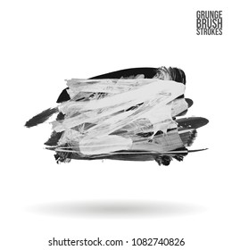 Grey  brush stroke and texture. Grunge vector abstract hand - painted element. Underline and border design.