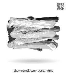 Grey  brush stroke and texture. Grunge vector abstract hand - painted element. Underline and border design.
