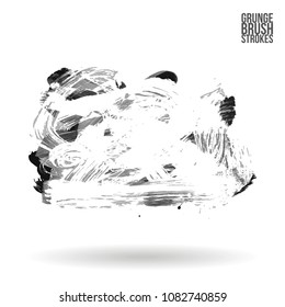 Grey  brush stroke and texture. Grunge vector abstract hand - painted element. Underline and border design.