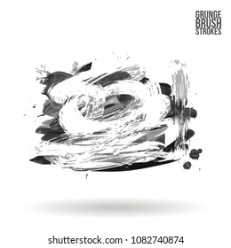 Grey  brush stroke and texture. Grunge vector abstract hand - painted element. Underline and border design.