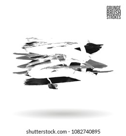 Grey  brush stroke and texture. Grunge vector abstract hand - painted element. Underline and border design.