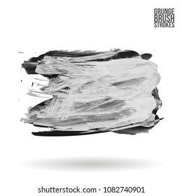 Grey  brush stroke and texture. Grunge vector abstract hand - painted element. Underline and border design.