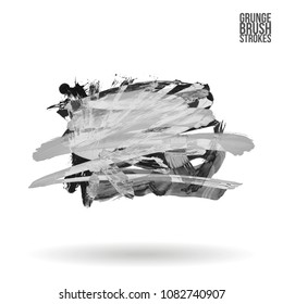 Grey  brush stroke and texture. Grunge vector abstract hand - painted element. Underline and border design.