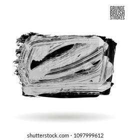 Grey  brush stroke and texture. Grunge vector abstract hand - painted element. Underline and border design.