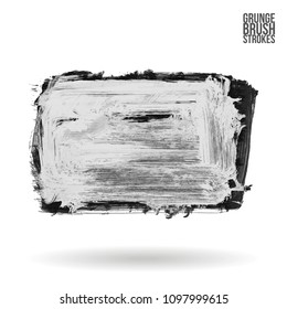 Grey  brush stroke and texture. Grunge vector abstract hand - painted element. Underline and border design.