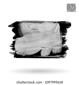 Grey  brush stroke and texture. Grunge vector abstract hand - painted element. Underline and border design.