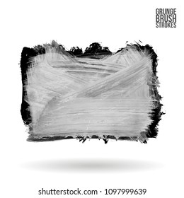 Grey  brush stroke and texture. Grunge vector abstract hand - painted element. Underline and border design.