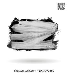 Grey  brush stroke and texture. Grunge vector abstract hand - painted element. Underline and border design.