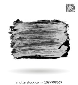 Grey  brush stroke and texture. Grunge vector abstract hand - painted element. Underline and border design.