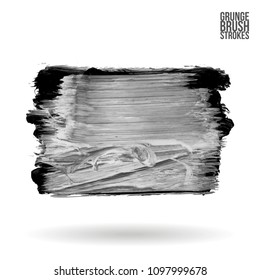 Grey  brush stroke and texture. Grunge vector abstract hand - painted element. Underline and border design.