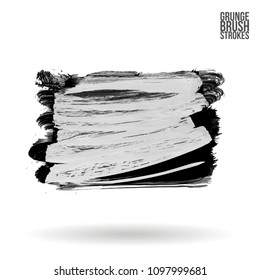 Grey  brush stroke and texture. Grunge vector abstract hand - painted element. Underline and border design.