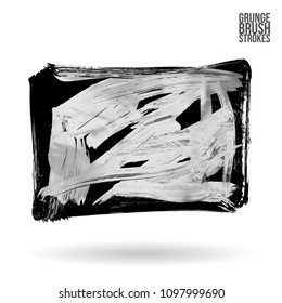 Grey  brush stroke and texture. Grunge vector abstract hand - painted element. Underline and border design.