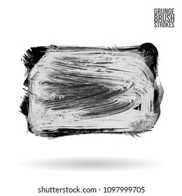 Grey  brush stroke and texture. Grunge vector abstract hand - painted element. Underline and border design.