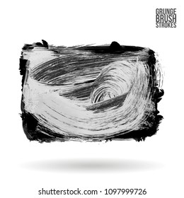 Grey  brush stroke and texture. Grunge vector abstract hand - painted element. Underline and border design.