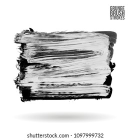 Grey  brush stroke and texture. Grunge vector abstract hand - painted element. Underline and border design.
