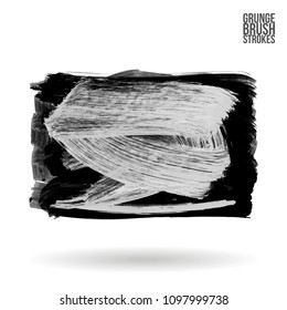Grey  brush stroke and texture. Grunge vector abstract hand - painted element. Underline and border design.