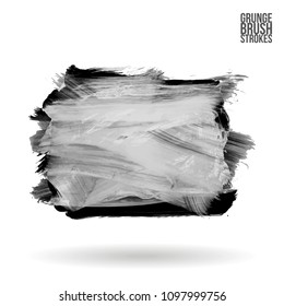 Grey  brush stroke and texture. Grunge vector abstract hand - painted element. Underline and border design.