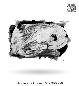 Grey  brush stroke and texture. Grunge vector abstract hand - painted element. Underline and border design.