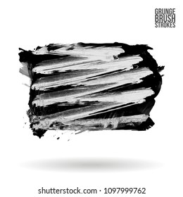 Grey  brush stroke and texture. Grunge vector abstract hand - painted element. Underline and border design.