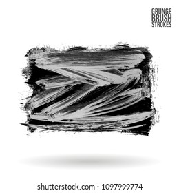 Grey  brush stroke and texture. Grunge vector abstract hand - painted element. Underline and border design.