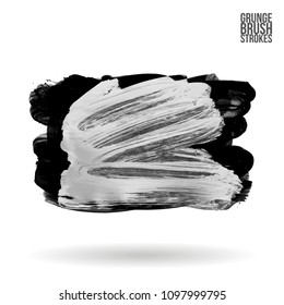 Grey  brush stroke and texture. Grunge vector abstract hand - painted element. Underline and border design.