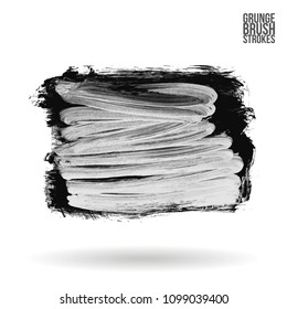 Grey brush stroke and texture. Grunge vector abstract hand - painted element. Underline and border design.