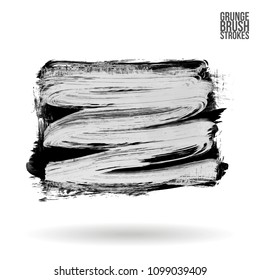 Grey brush stroke and texture. Grunge vector abstract hand - painted element. Underline and border design.