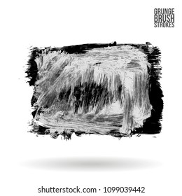 Grey brush stroke and texture. Grunge vector abstract hand - painted element. Underline and border design.