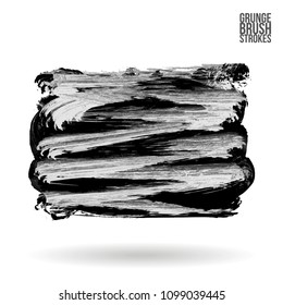 Grey brush stroke and texture. Grunge vector abstract hand - painted element. Underline and border design.