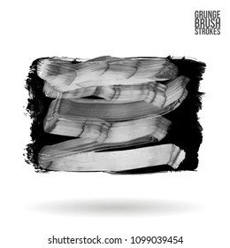 Grey brush stroke and texture. Grunge vector abstract hand - painted element. Underline and border design.