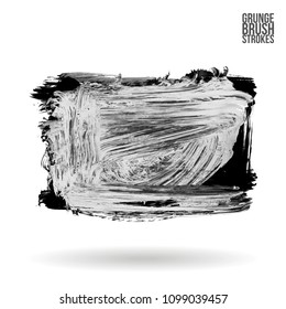 Grey brush stroke and texture. Grunge vector abstract hand - painted element. Underline and border design.