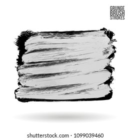 Grey brush stroke and texture. Grunge vector abstract hand - painted element. Underline and border design.