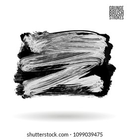 Grey brush stroke and texture. Grunge vector abstract hand - painted element. Underline and border design.