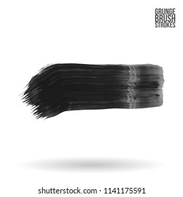 Grey brush stroke and texture. Grunge vector abstract hand - painted element. Underline and border design.